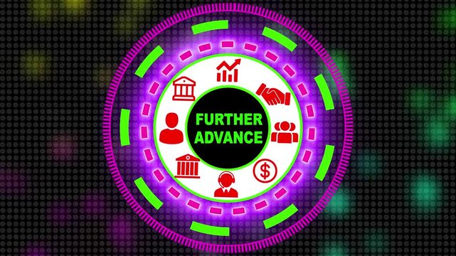 Businessman pressing button Further Advance network business, communication network Business people social network and business connections. Futuristic digital technology animated background concept.