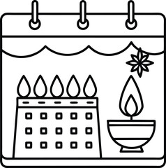 Cultural Festival Calendar Vector Featuring Diya and Firecracker