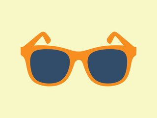 Simple Flat Bright Orange Sunglasses Design Graphic Element Illustration
