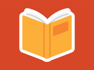 Flat Design Open Book Illustration With Orange Cover And White Edge Icon