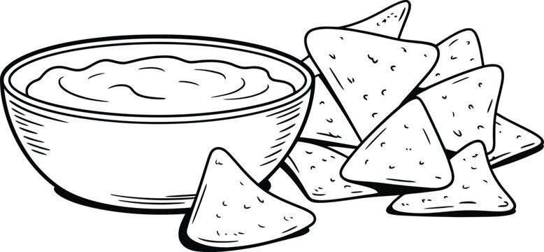 black and white nachos with dip clip art preview