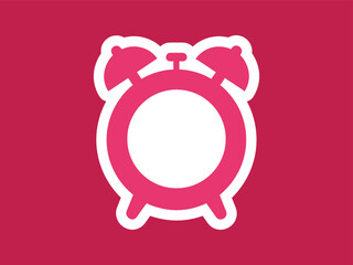 Modern Minimalist Alarm Clock Symbol Illustration in Fuchsia and White Colors