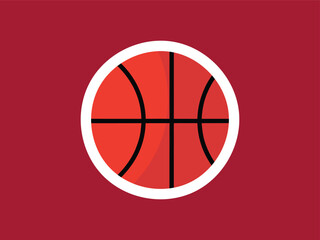 Minimalist Style Flat Design Basketball Sport Graphic on Maroon Background