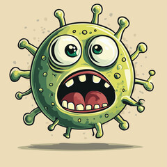 Cartoon frightened virus, vector style simple color