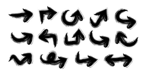 Hand Drawn Arrows Set vector collection, Grunge arrow brush drawn, sketched scribbles doodle symbols decorative element design illustration	