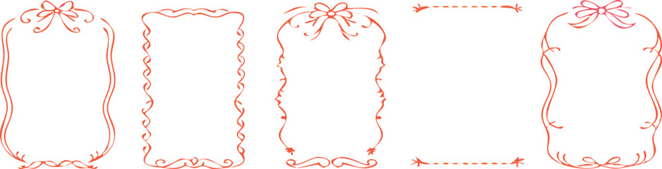 Vector set of colored rectangular frames.  Different wavy shapes with squiggly edge border. Set of color rectangular squiggle photo frames groovy wiggly borders with wavy scallop edges.