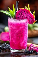 Dragon fruit smoothie with summer drink. (2)