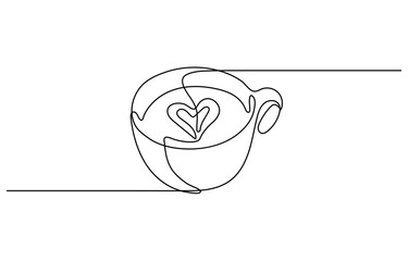Coffee cup continuous line sketch tea icon cafe sketch drink single art outline mug logo food. Doodle cup line abstract background breakfast steam morning coffee design symbol. Vector illustration
