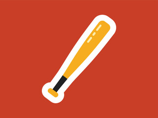 Cartoon Style Baseball Bat Equipment Isolated on Plain Background Icon
