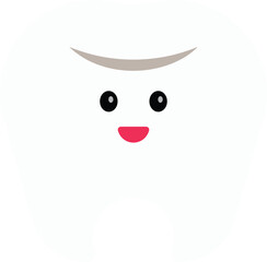 Obraz premium A cute cartoon tooth character illustration with a smiling face. Ideal for dental care graphics, kids' oral hygiene education, medical infographics, or dental clinic branding.