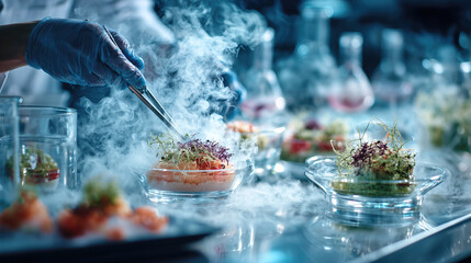 Molecular gastronomy in high tech culinary lab