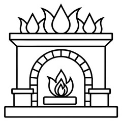 Warm Fireplace Outline Vector Design