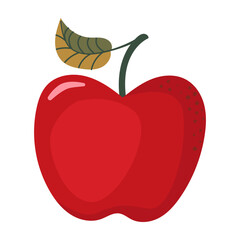 Red apple fruit flat isolated vector illustration