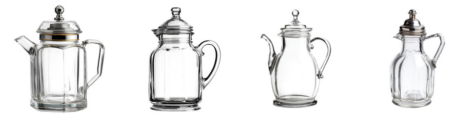 Obraz premium Elegant Glass Teapots Collection: Vintage Style & Clear Design for Tea Lovers