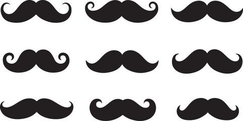 Set of mustache silhouette, Mustache icon collection, mustache collection silhouette vector different mustache