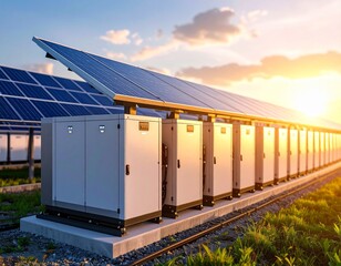 battery energy storage systems at a solar farm, 
solar power station