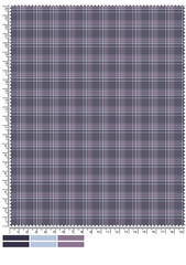 Subtle Plaid Fabric Swatch in Muted Purple Grey and Light Blue with Measurement Markings fabric