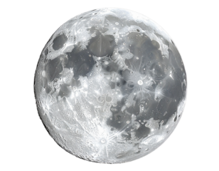 3D Rendered Half Moon with Textured Surface Angled View isolated on transparent background PNG