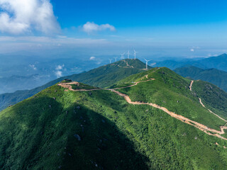wind turbines in the mountains