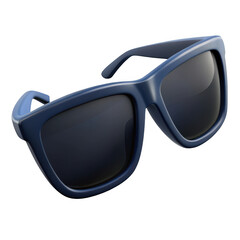 3d realistic dark blue sunglasses isolated on transparent background
