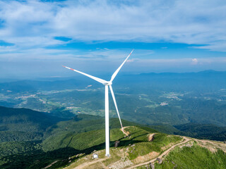 wind turbines in the mountains