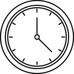 Classic Wall Clock Vector in Minimalist Black Line Style