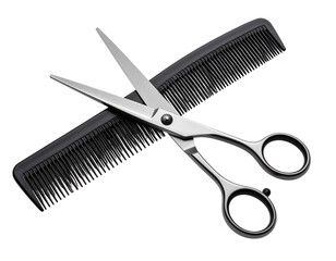  Professional Hair Cutting Scissors and Comb Set, isolated on transparent background PNG