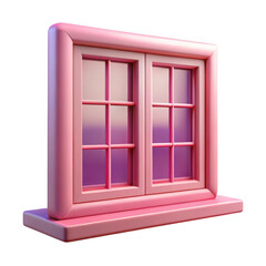 Obraz premium 3d render of pink double hung window isolated on transparent background