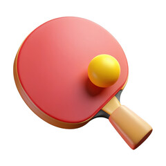 3d realistic ping pong paddle and ball isolated on transparent background