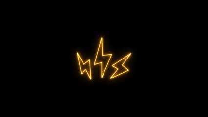 Neon bolt sign. neon lightning bolt. Glowing neon line Lightning bolt icon isolated on black background.