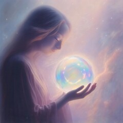 Celestial Embrace: Cradling Light in a Dreamscape