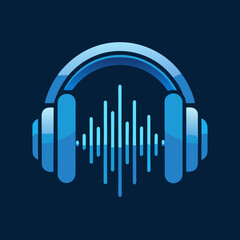 headphones on blue background