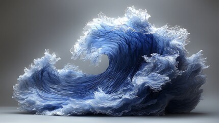 Abstract Blue Wave 3D Render Ocean Texture Fluid Dynamics Digital Art Artistic Wave Sea Water Curl