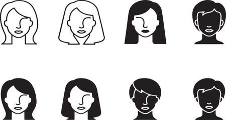 User Avatar and Profile Face Icon Set for Male and Female