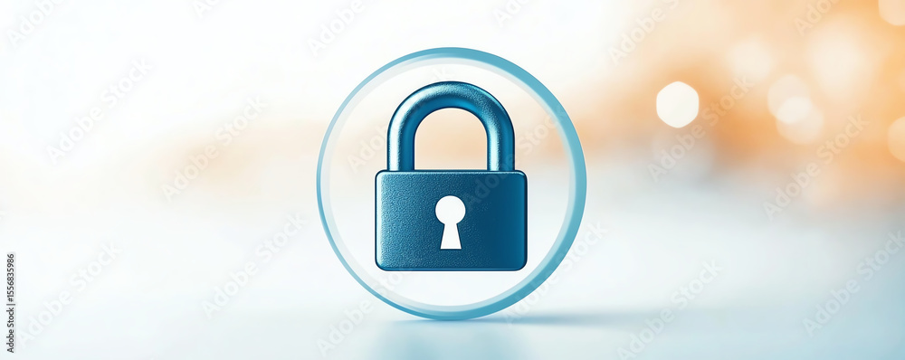 Poster secure padlock symbol representing cybersecurity and data protection, emphasizing safety and privacy