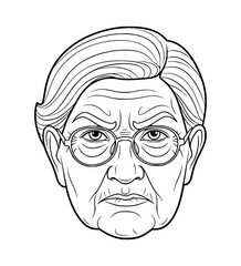 Fototapeta premium Annoyed Grandmother Face Line Art