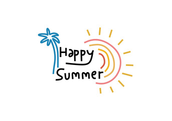 abstract illustrations, each depicting a unique aspect of summer and tropical themes.