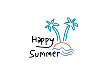 abstract illustrations, each depicting a unique aspect of summer and tropical themes.
