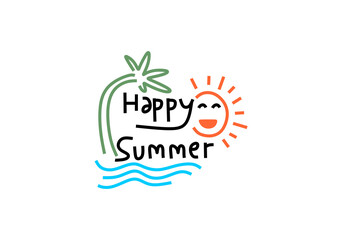 abstract illustrations, each depicting a unique aspect of summer and tropical themes.