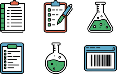Obraz premium Green Chemistry Lab Checklists Barcodes Clipboards