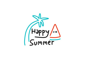 abstract illustrations, each depicting a unique aspect of summer and tropical themes.