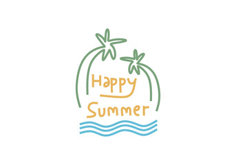 abstract illustrations, each depicting a unique aspect of summer and tropical themes.