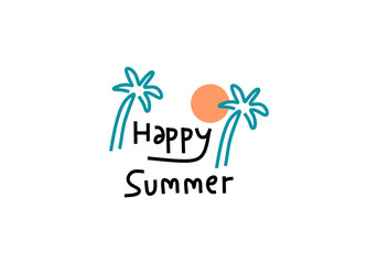 abstract illustrations, each depicting a unique aspect of summer and tropical themes.