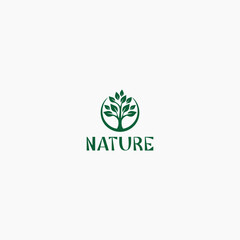 Green Tree of Life in Circle Nature Logo