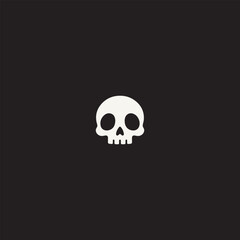 Minimalist Skull Icon isolated with black background. 