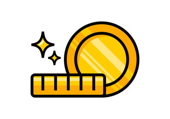 Golden yellow coin money financial business doodle icon vector design