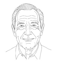 Confident Grandfather Face Line Art