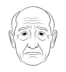 Disappointed Grandfather Face Line Art