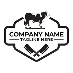 Elegant Butchery Logo with a Bull and Cleavers A Symbol of Quality Meat and Craftsmanship Branding for a Butcher Shop