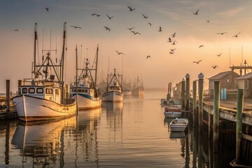 fishing boats docked at a rustic harbor